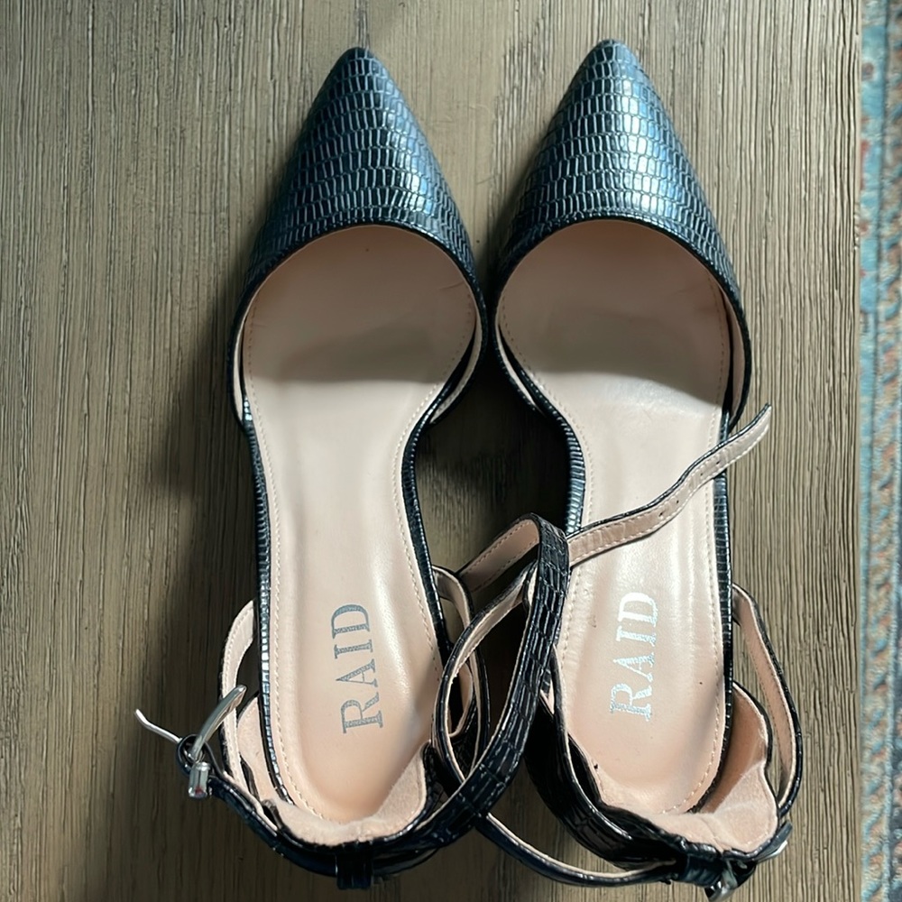 Raid Pointed Toe Faux Leather Block Heels